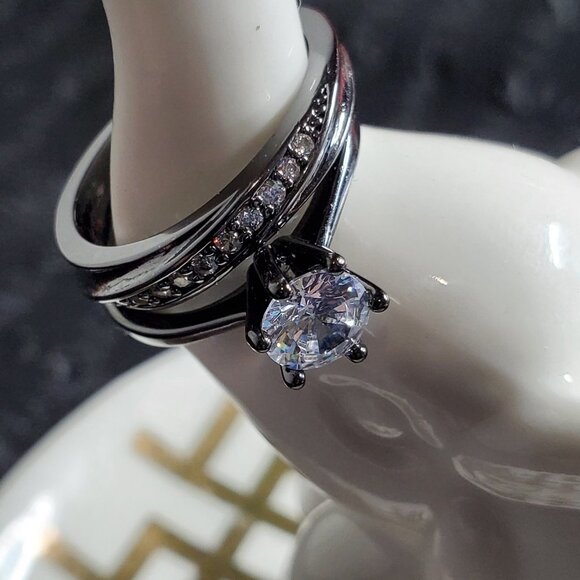 Joanie  Ring 1k CZ Solitaire Engagment Ring - Black Gold - NEW SIZES - Picture 5 of 7